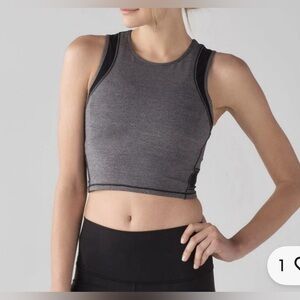 Lululemon Keep It Cropped Tank Gray and Black Mesh tank. Size 6